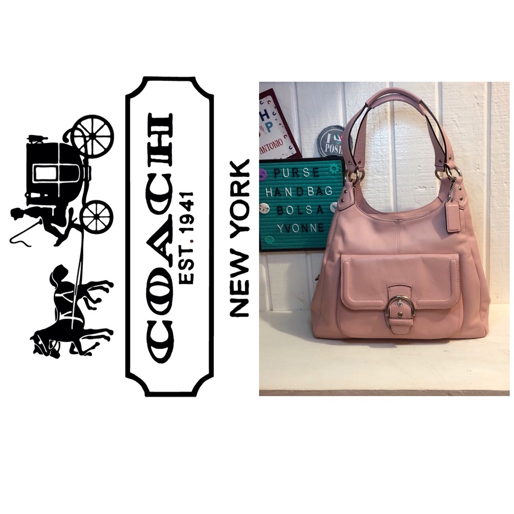 Coach Campbell Powder Pink Leather Hobo Purse Handbag 👜